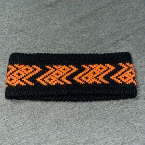Orange and Black Knitted Winter Headband